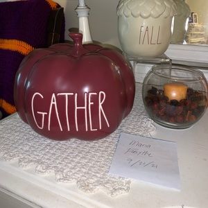 Rae Dunn gather burgundy pumpkin